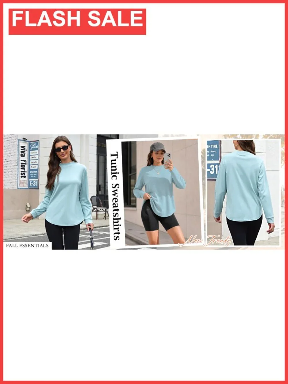 Women's Long Sleeve Tunic Sweater Crew Neck Ribbed Knit Pullover Cozy Fall